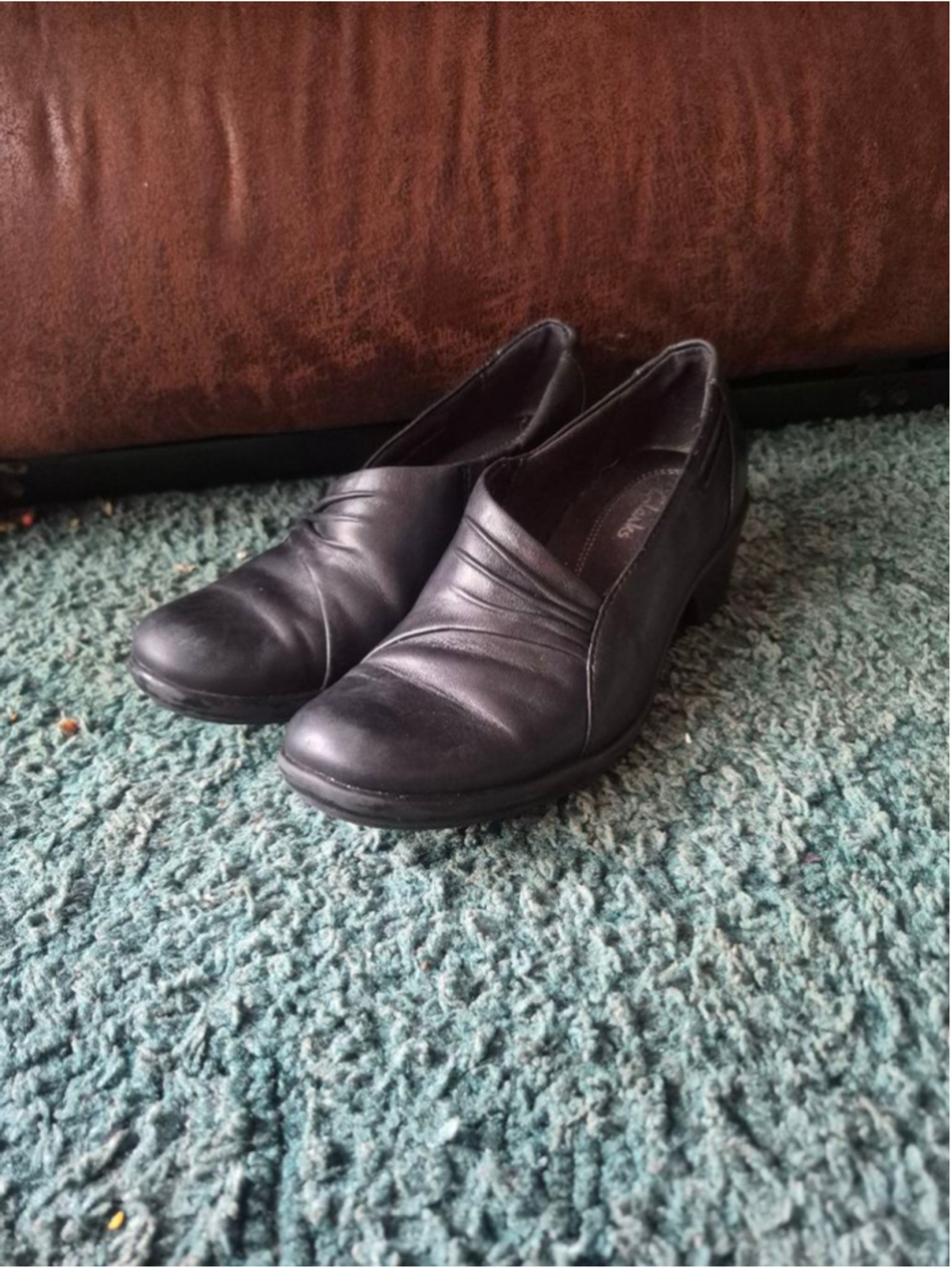 Clarks Women's Black Leather Shoes Ankle Booties Clogs 6M - Picture 5 of 16